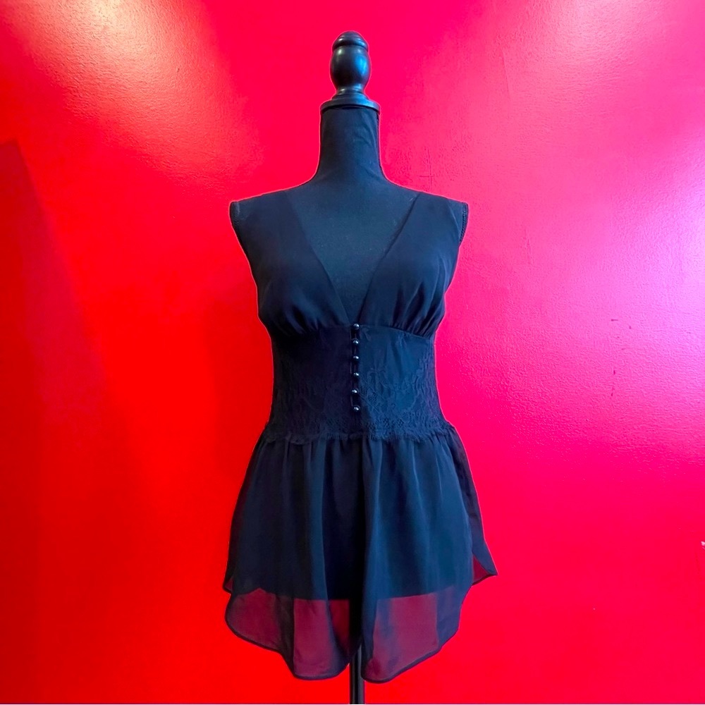 🖤 NWOT RYA Rare Sheer Chantilly Lace Romper  – WhimsyGoth Femme Fatale Teddy S